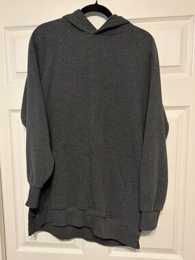 The Warmy Sherpa Lined Hooded Sweatshirt XL Charcoal Gray Cozy Pullover Hoodie